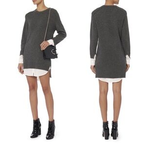 Brochu Walker Hi Low Looker Wool Cashmere Knit Layered Crewneck Sweater Dress M